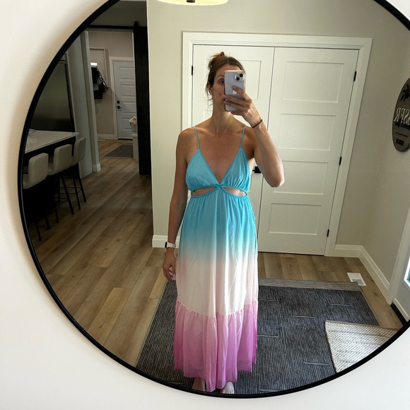 Multi Color Ombre Sleeveless Maternity Dress Pink Blush - Picture 4 of 4